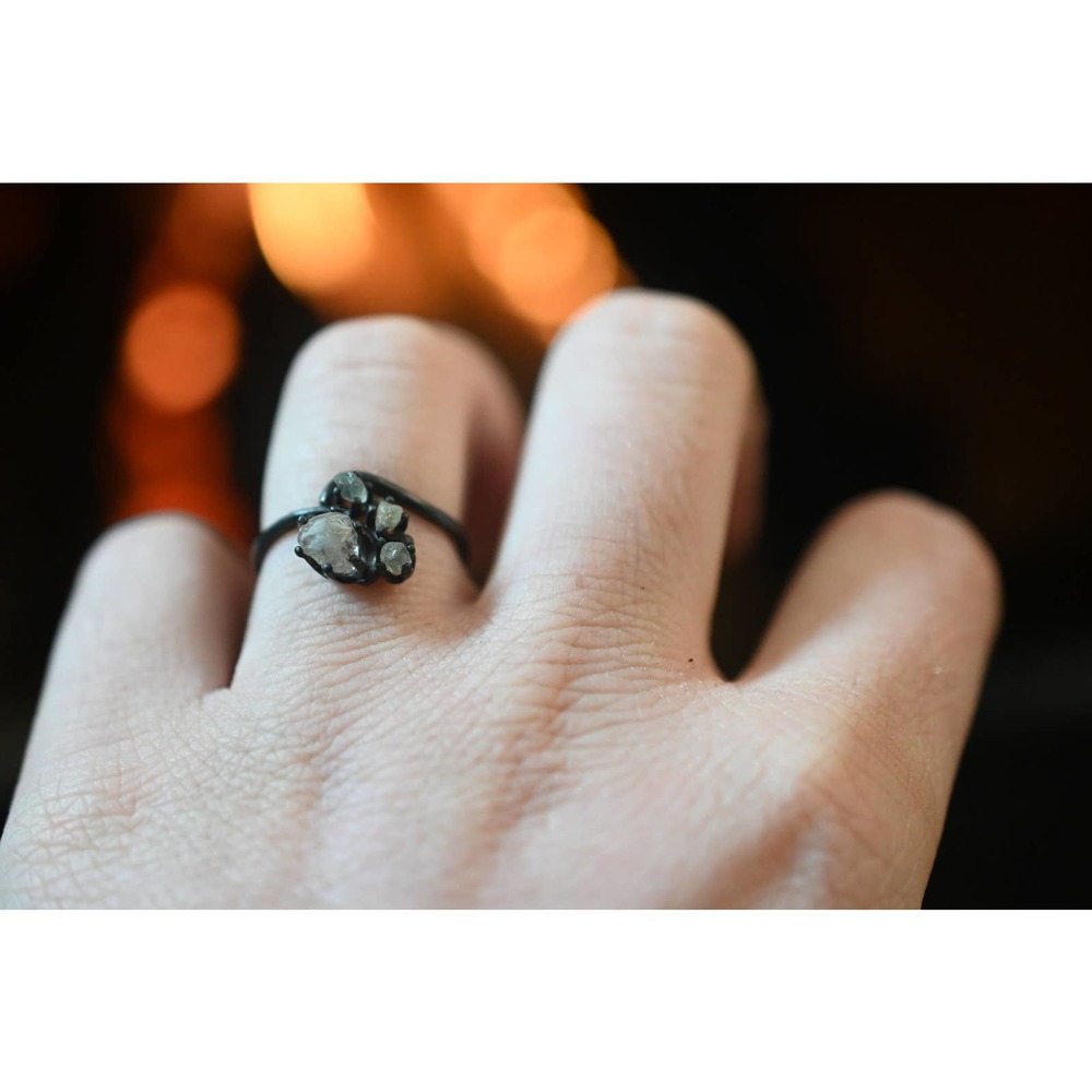 Raw stone engagement ring